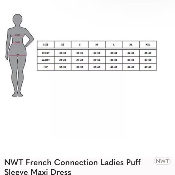 NWT French Connection Ladies Puff Sleeve Maxi Dress - Picture 4 of 4